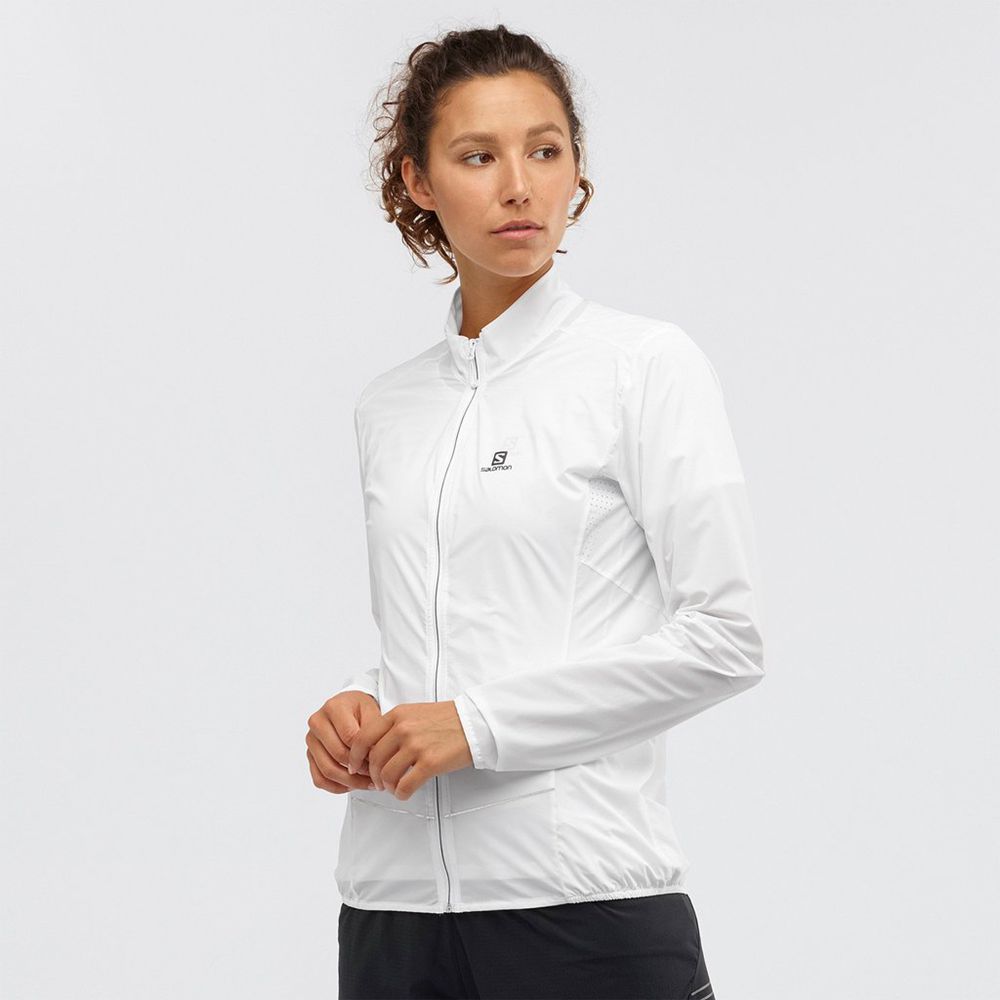 Salomon Singapore Womens Jackets - SENSE White | 18057-LKOY